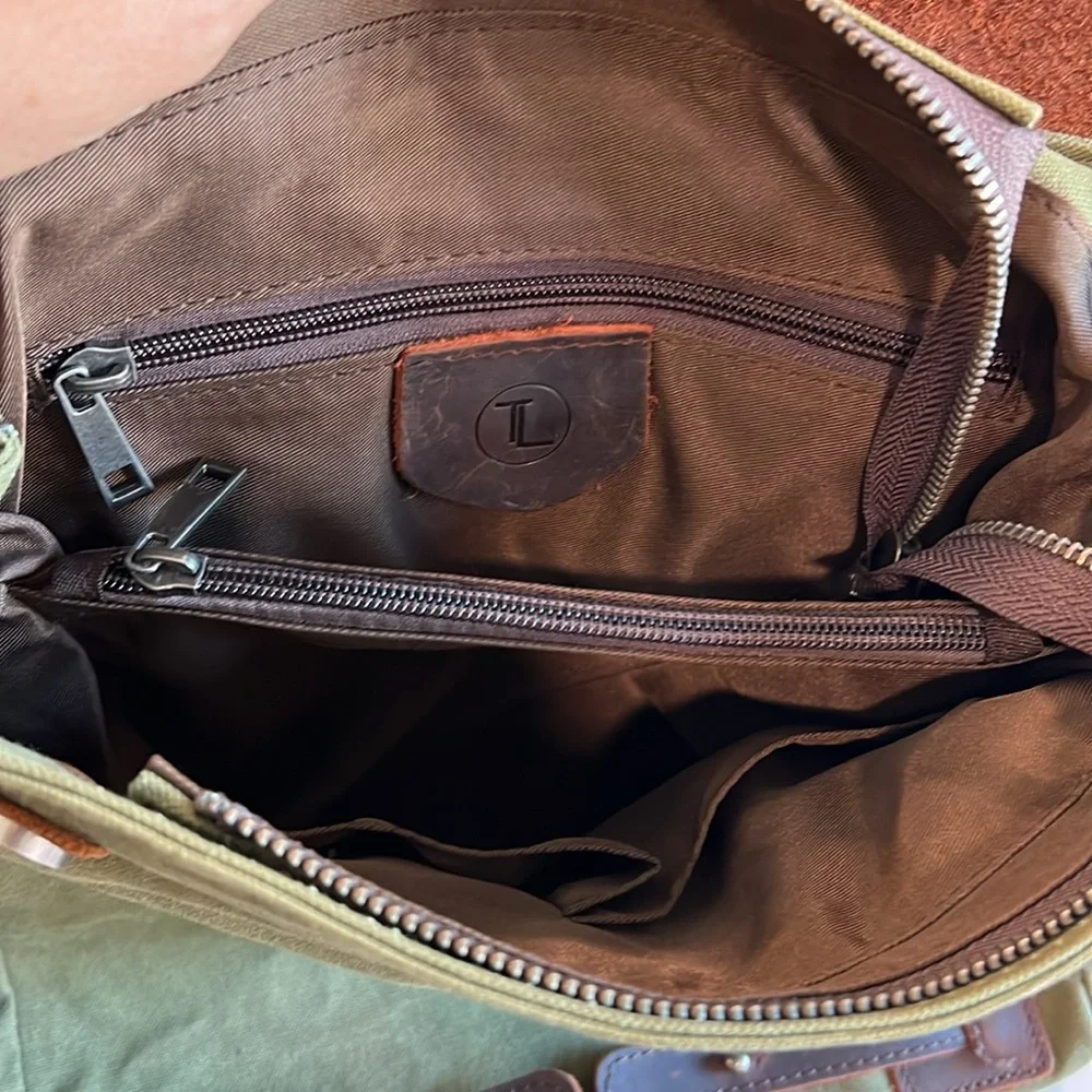 Olive Green Canvas Backpack - Classic,‎ 11x4” depth
